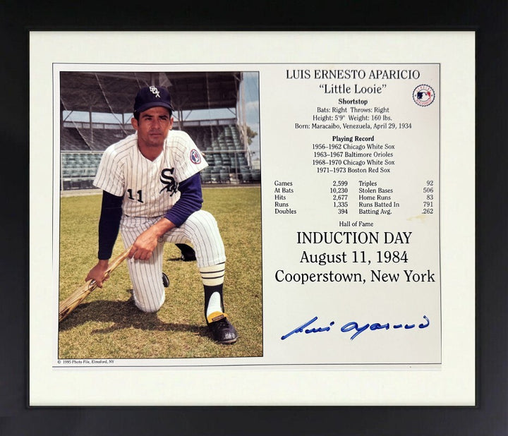 Luis Aparicio signed White Sox Hall of Fame Induction Day 8x10 Photo Framed -COA