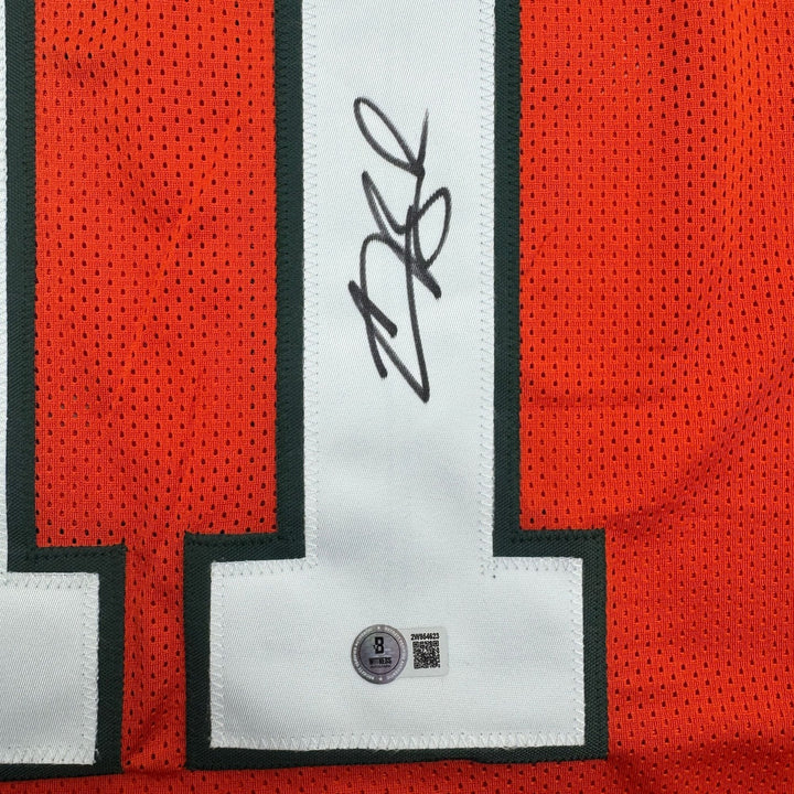 Autographed/Signed Carson Beck Miami Orange College Football Jersey Beckett COA