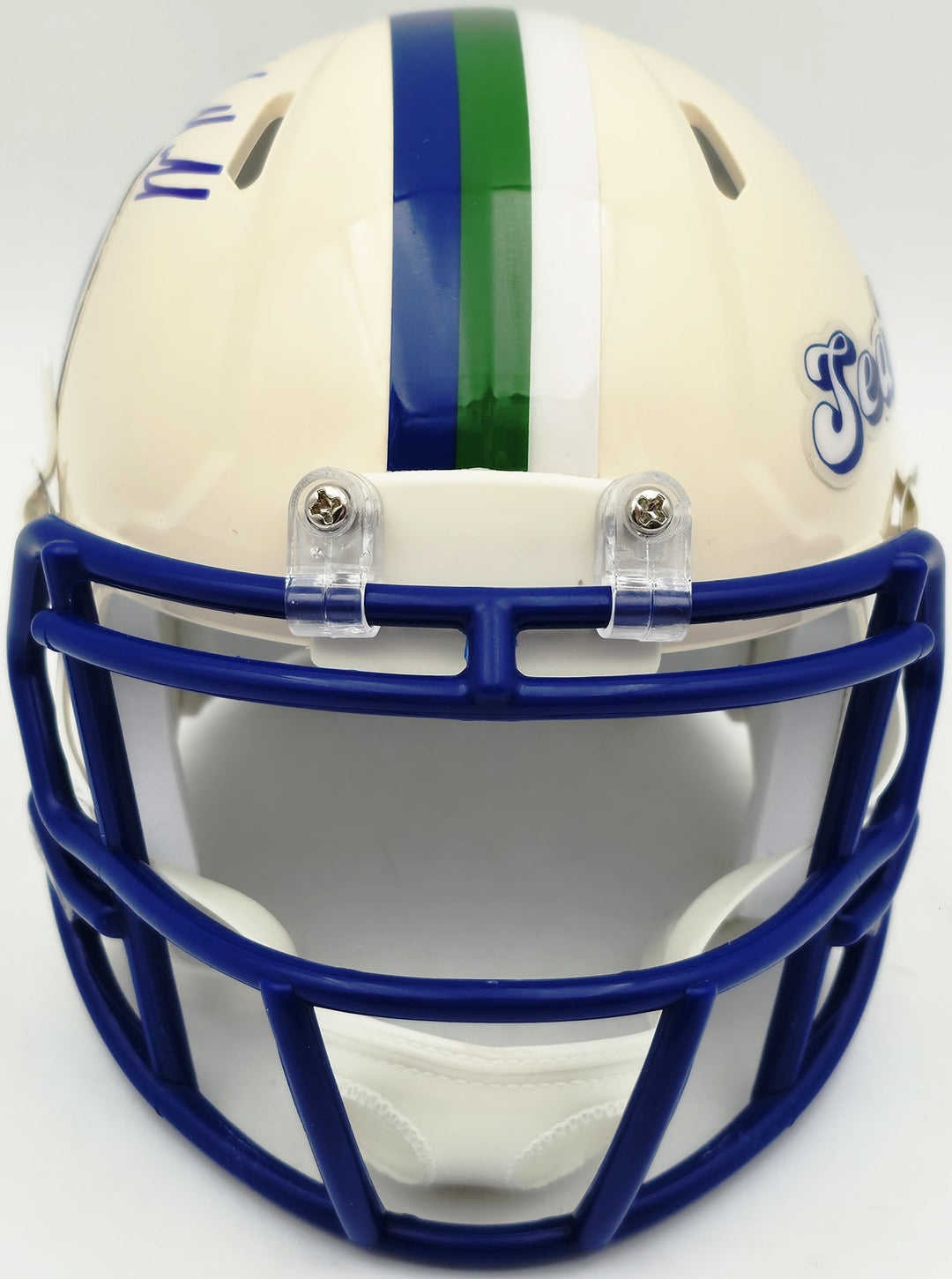 Mike Macdonald Signed Seahawks Cream Retro Speed Mini Helmet BAS Witness