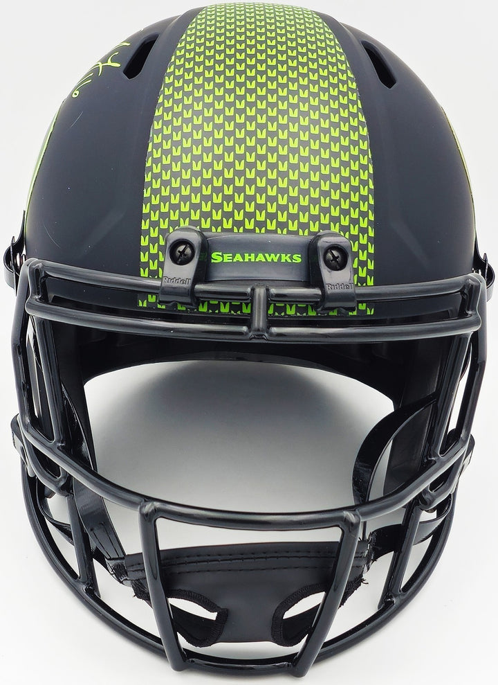 Tyler Lockett Auto Seahawks Eclipse Black Full Size Speed Rep Helmet MCS Holo