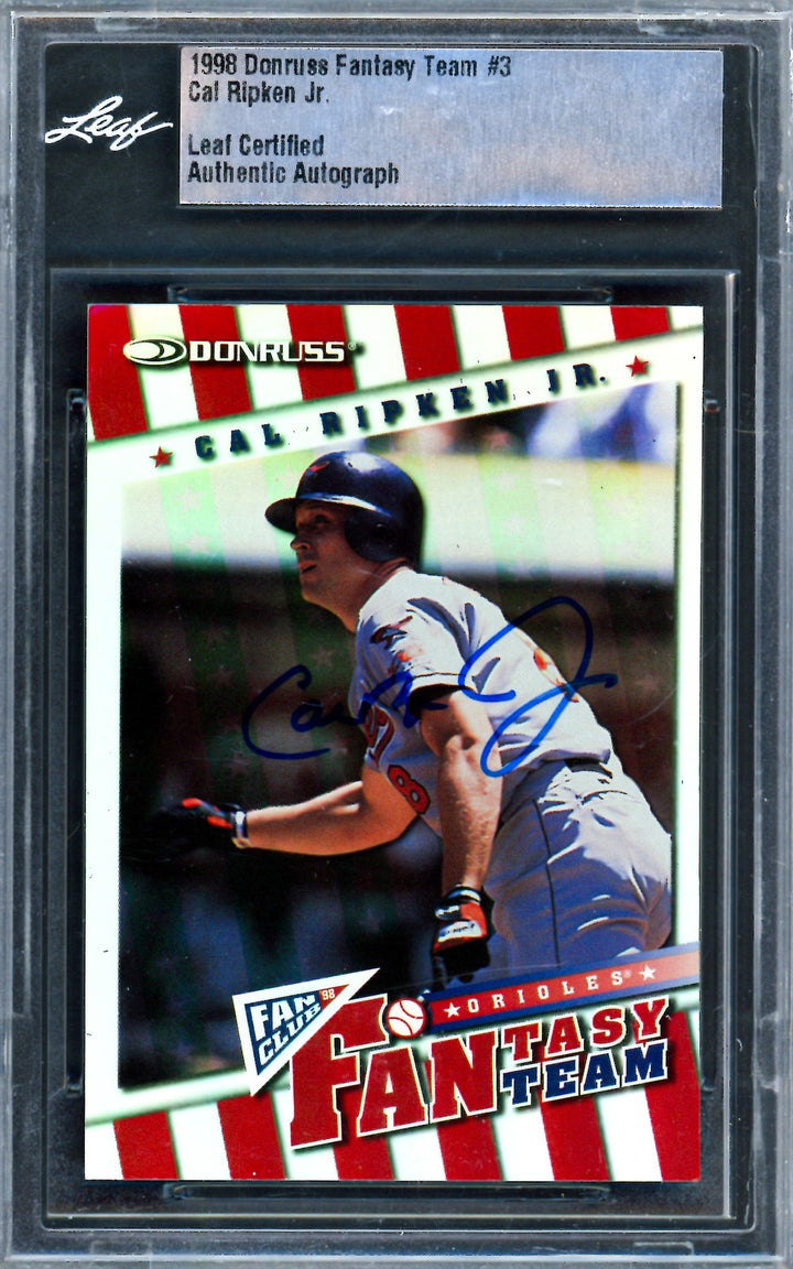 Cal Ripken Jr. Signed 1998 Donruss Fantasy Team Card 3 Orioles #1587/2000 Leaf