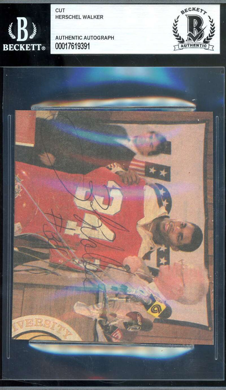 Herschel Walker Beckett BAS Signed Photograph Vintage 1984 Autograph