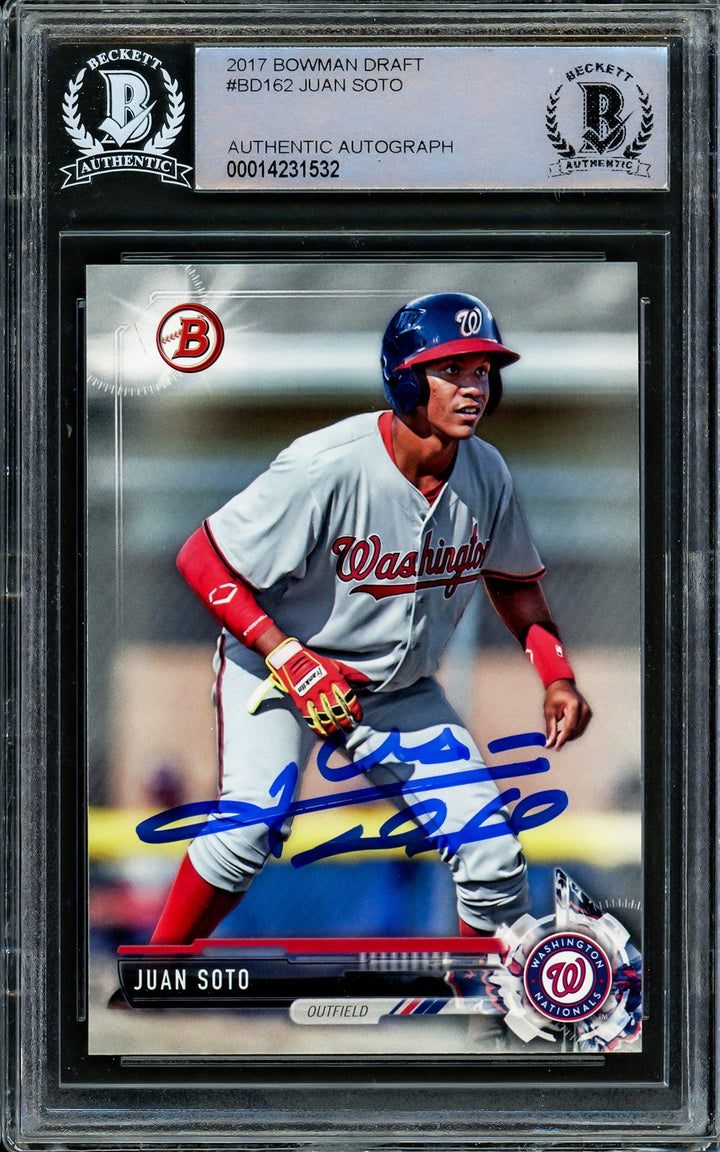 Juan Soto Signed 2017 Bowman Draft Rookie Card #BD162 New York Mets Beckett BAS