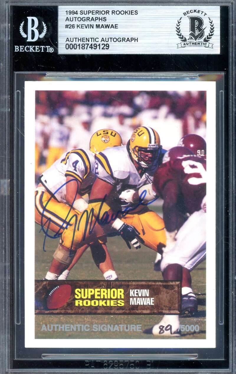 Kevin Mawae Beckett BAS Signed 1994 Superior Rookies Autograph LSU