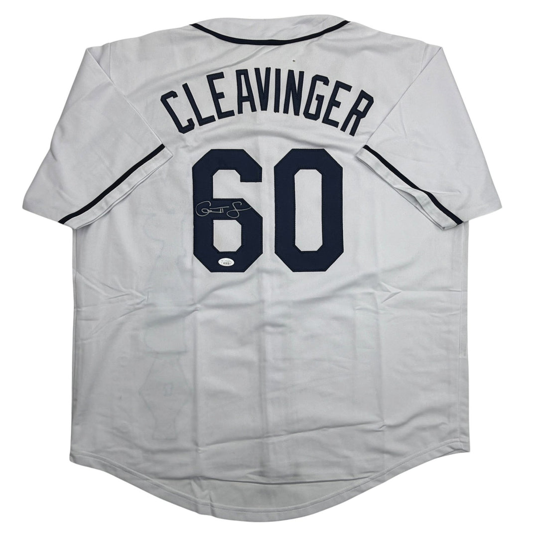 Autographed/Signed Garrett Cleavinger Tampa Bay White Baseball Jersey JSA COA