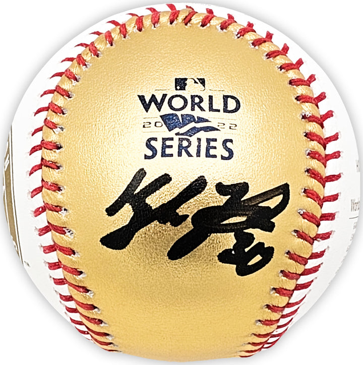 Kyle Tucker Signed Official 2022 Gold WS Gold MLB Baseball Astros Beckett Wit