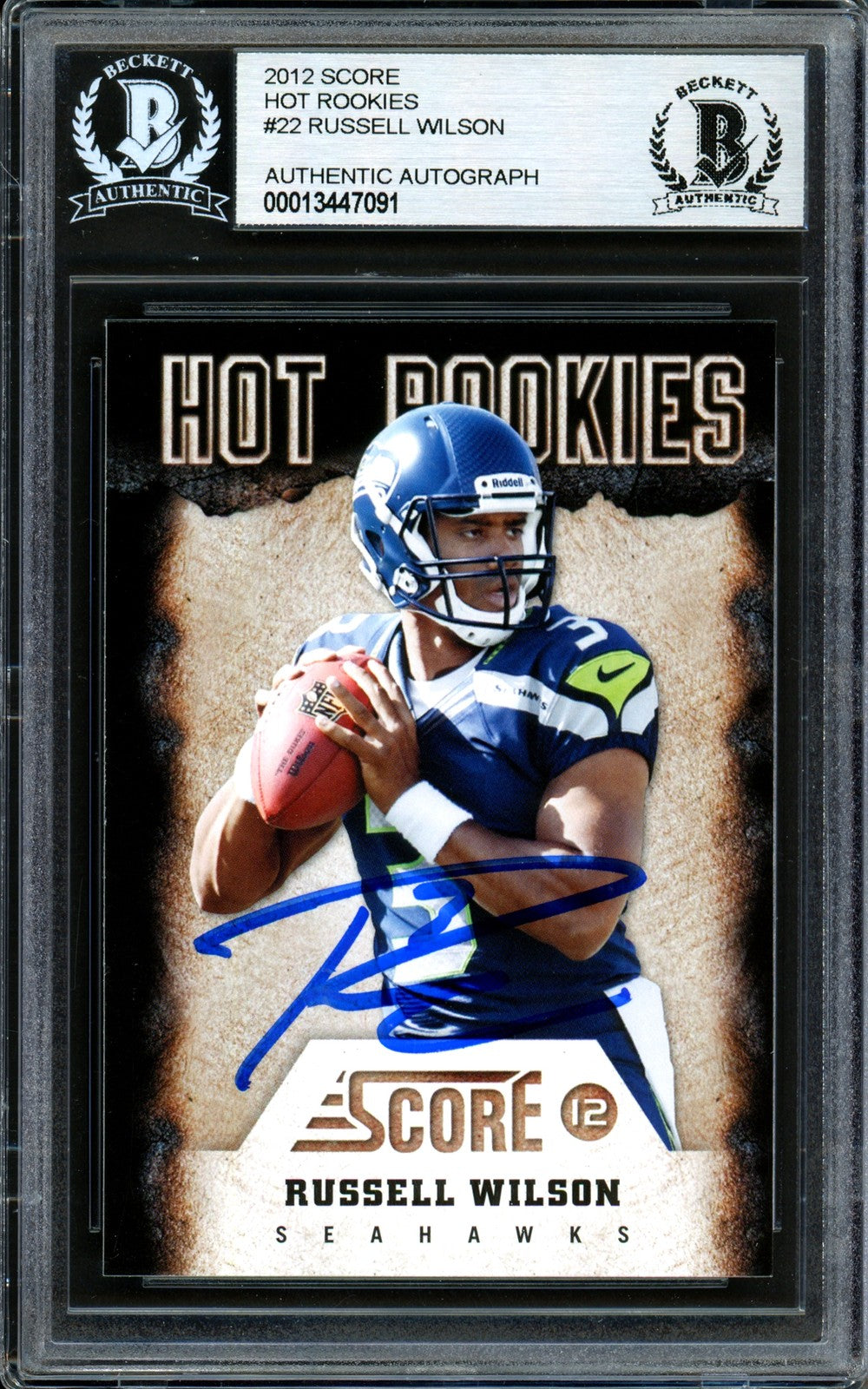 Russell Wilson Signed 2012 Score Hot Rookies RC 22 Seahawks Beckett #13447091
