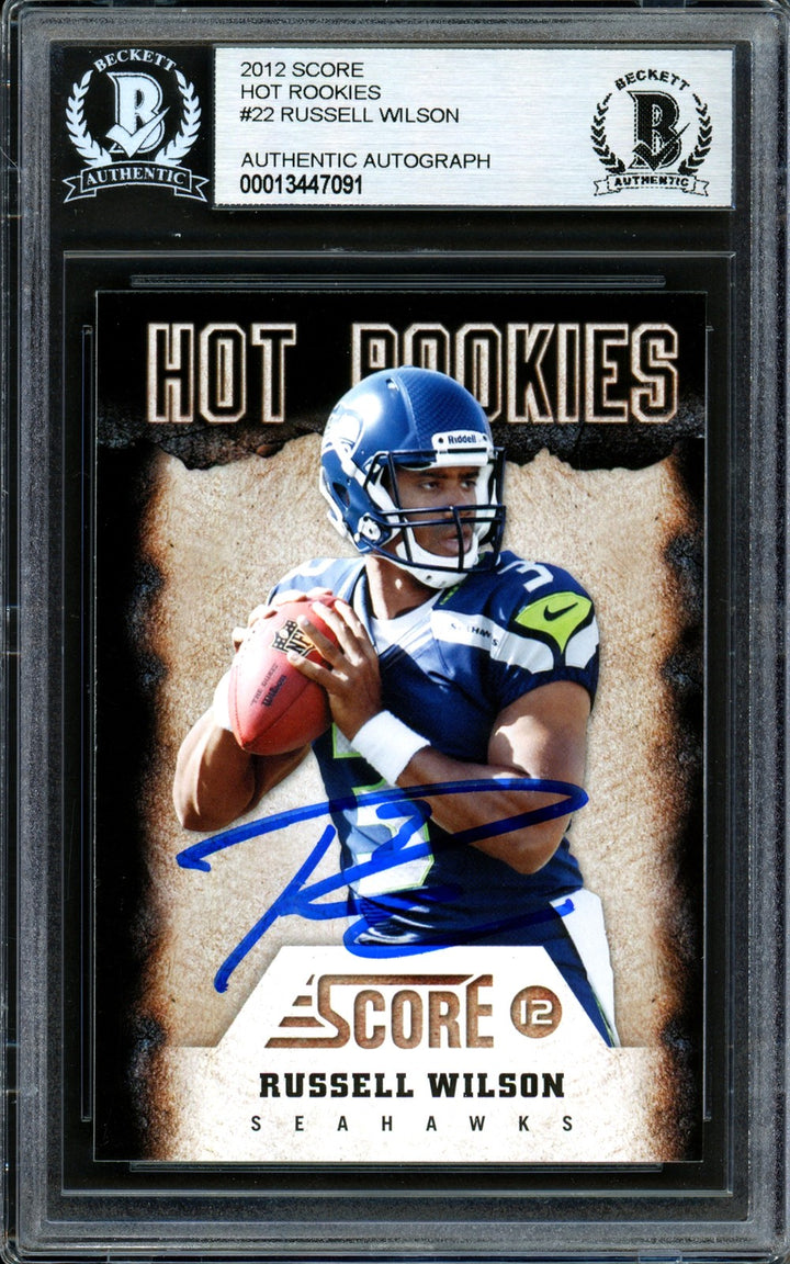 Russell Wilson Signed 2012 Score Hot Rookies RC 22 Seahawks Beckett #13447091