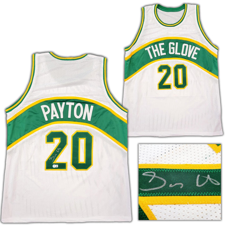 Seattle Supersonics Gary Payton Signed White Jersey Beckett