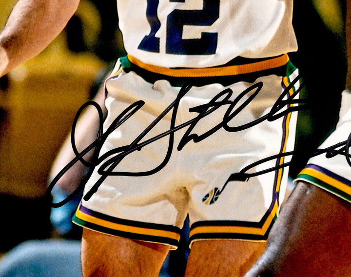 John Stockton & Karl Malone Signed 16x20 Photo Utah Jazz Beckett BAS Witness
