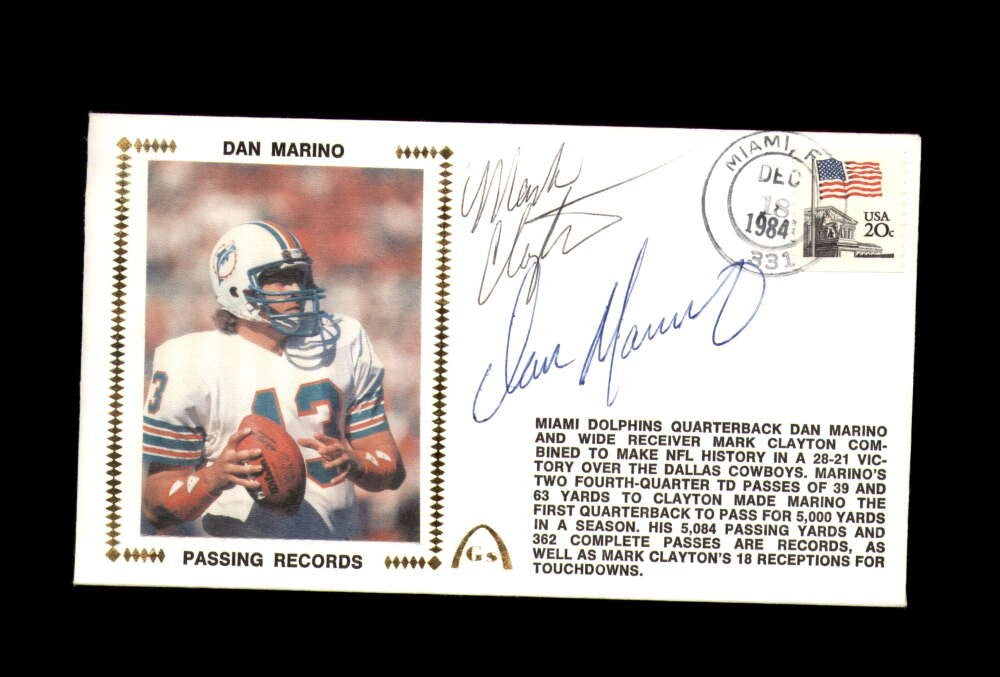 Mark Clayton Dan Marino PSA DNA Signed FDC 1984 First Day Cover Passing Record