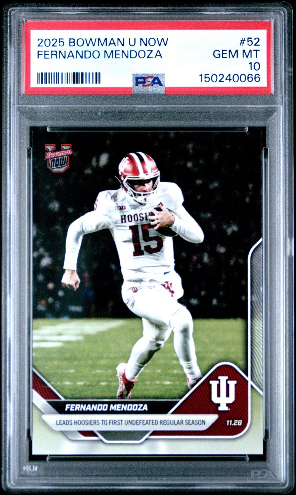 Graded 2025 Topps Bowman U Now Fernando Mendoza #52 Rookie RC Card PSA 10 Mint