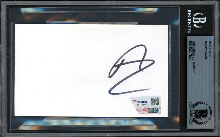 Rafael Nadal Autographed 3x5 Index Card Fanatics Holo & Beckett BAS #15867660