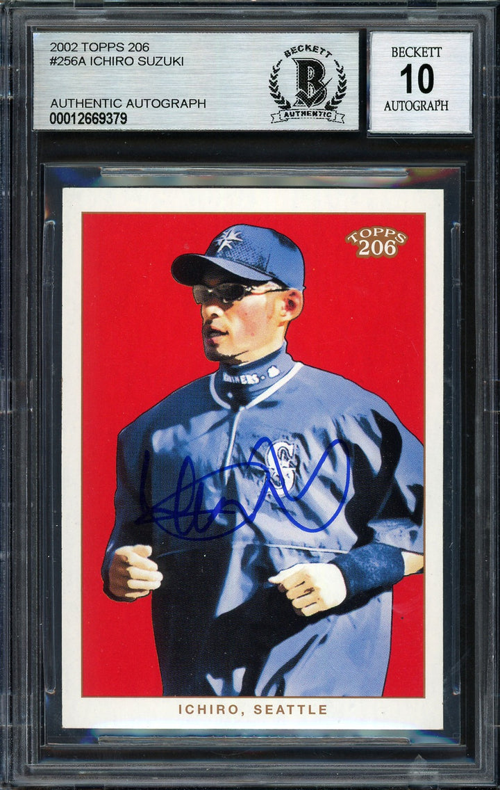 Ichiro Suzuki Signed 2002 Topps 206 Card 256A Seattle Mariners Auto 10 Beckett