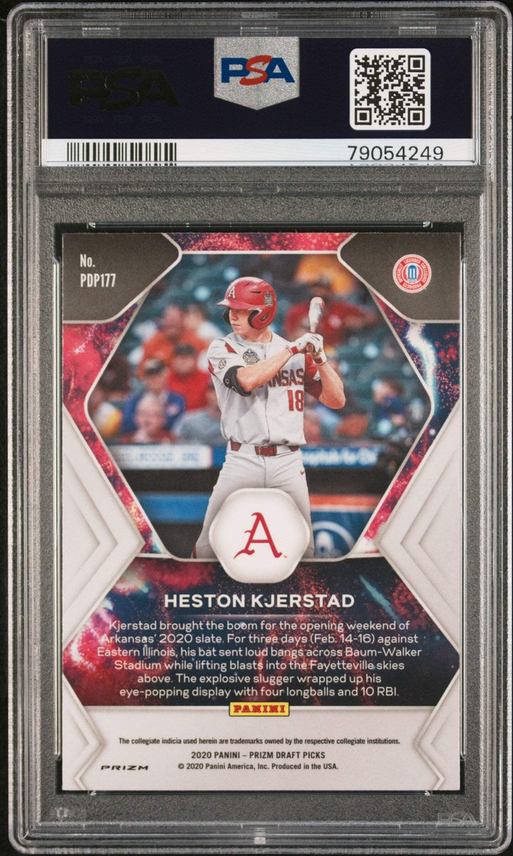 Graded 2020 Prizm DP Heston Kjerstad #PDP177 Fireworks SIL Baseball Card PSA 10