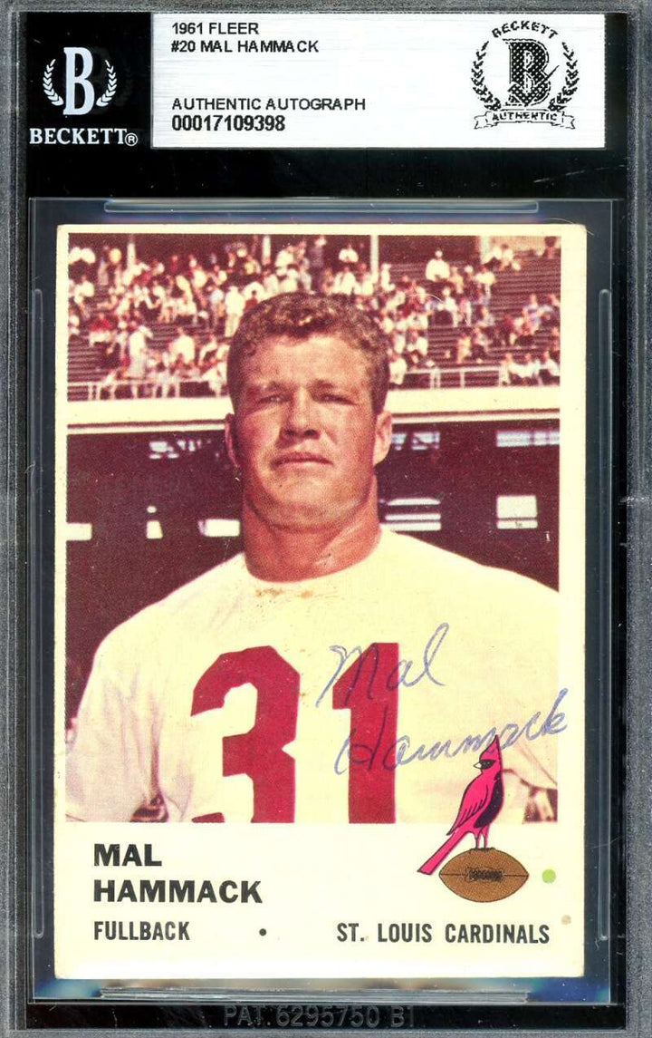 Mal Hammack Beckett BAS Signed 1961 Fleer Rookie Autograph