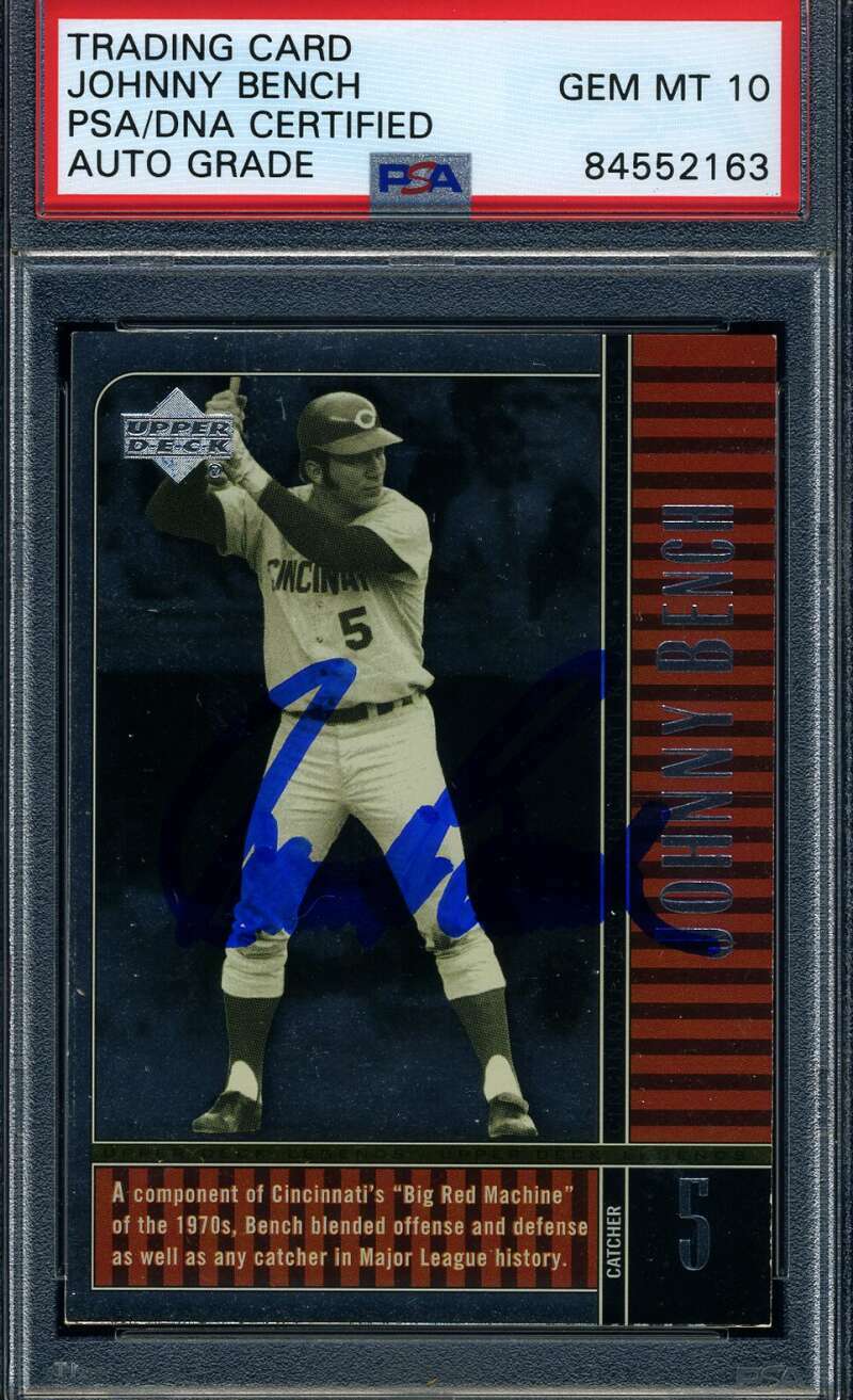 Johnny Bench Gem Mint 10 PSA DNA Signed 2000 Upper Deck Autograph