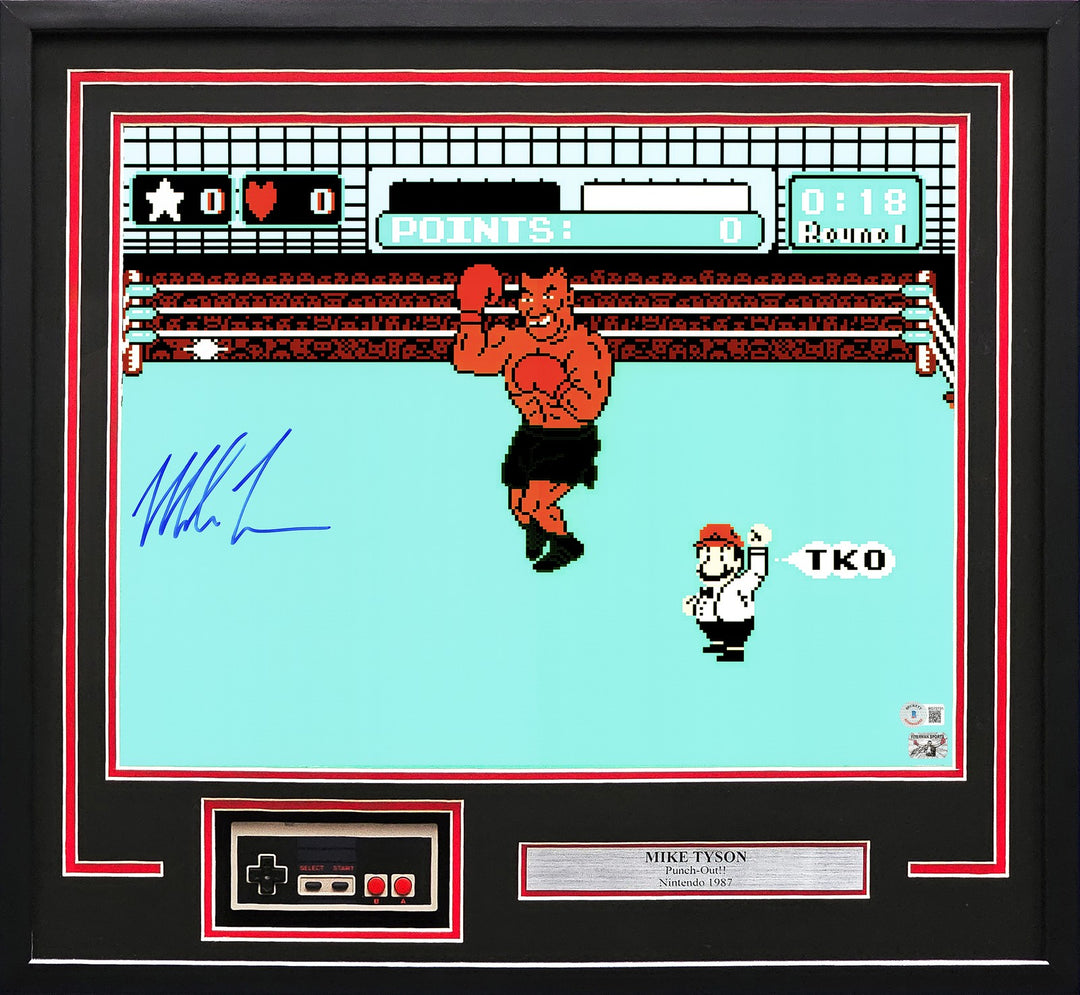 Mike Tyson Signed 16x20 Nintendo Punch-Out!! Photo With NES Controller BAS QR
