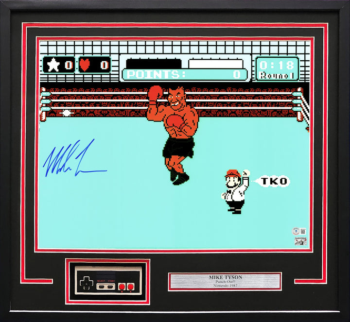 Mike Tyson Signed 16x20 Nintendo Punch-Out!! Photo With NES Controller BAS QR
