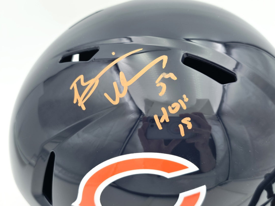 Brian Urlacher Auto Bears Blue Full Size Speed Replica Helmet "HOF 18" Beckett