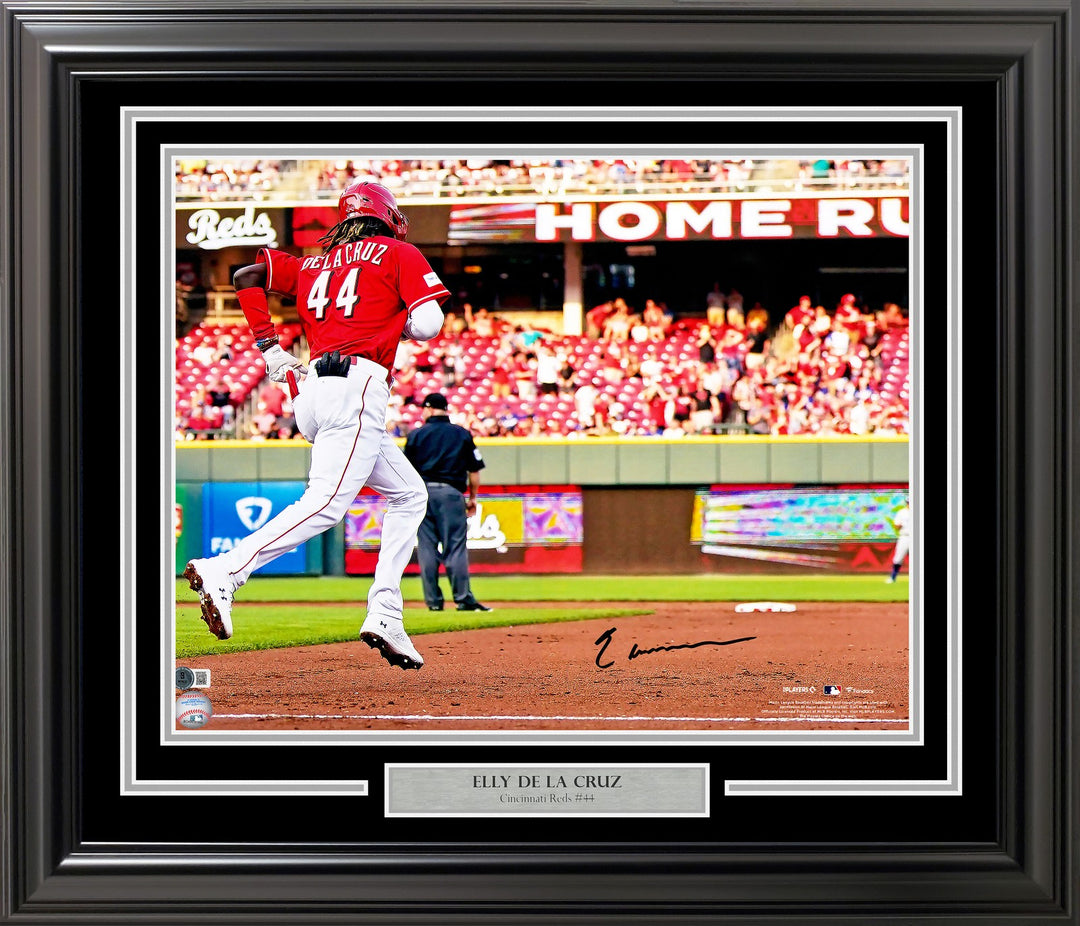 Elly De La Cruz Signed Framed 16x20 Photo Reds Home Run Trot Beckett BAS Witness
