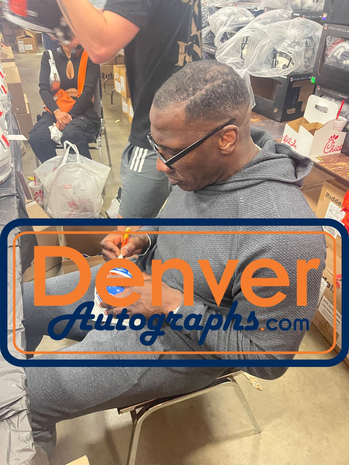 Shannon Sharpe Autographed Denver Broncos TB VSR4 Mini Helmet HOF Beckett 50793