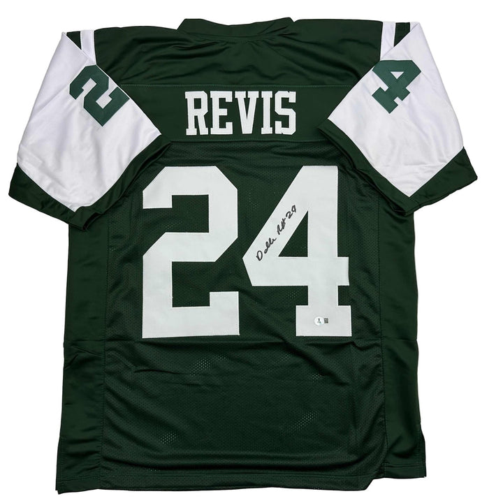Autographed/Signed Darrelle Revis New York Green Jersey Beckett BAS COA