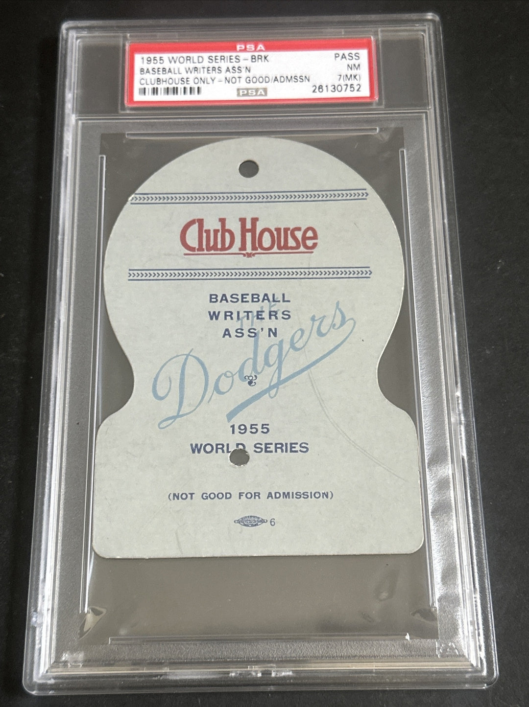 1955 WORLD SERIES Clubhouse TICKET Brooklyn DODGERS Jackie Robinson Psa 7 Pop 1