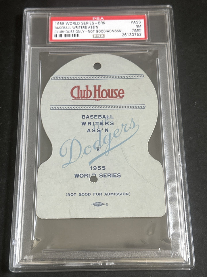1955 WORLD SERIES Clubhouse TICKET Brooklyn DODGERS Jackie Robinson Psa 7 Pop 1