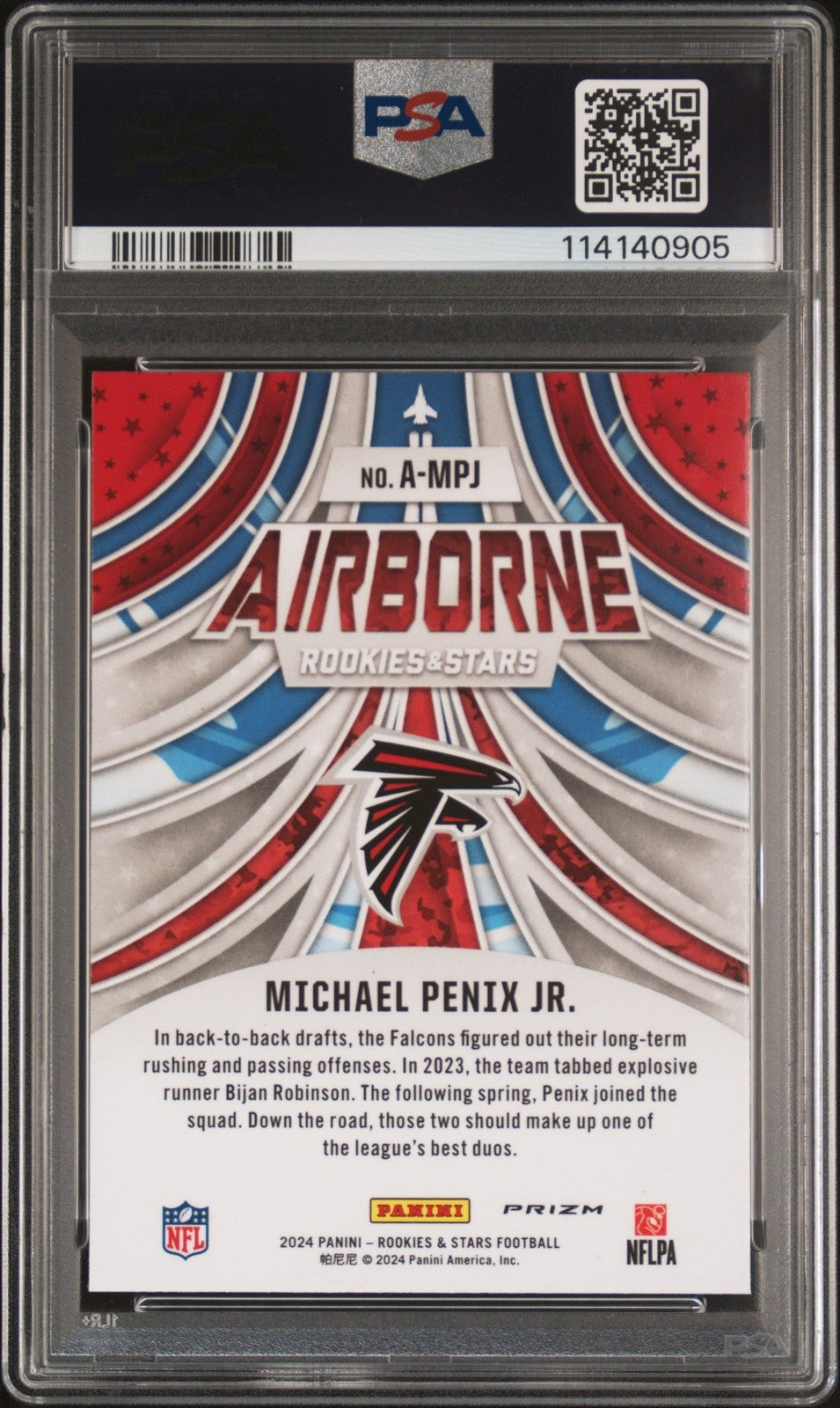 Graded 2024 Panini R&S Michael Penix Jr #AMPJ Red Plaid Rookie Card PSA 10