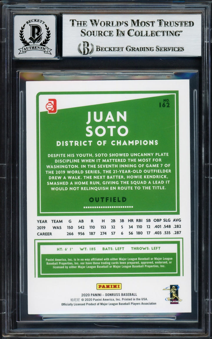 Juan Soto Signed 2020 Donruss Variations Card 162 Mets Sig 10 Beckett #17039184