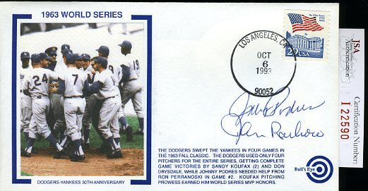 Johnny Podres John Roseboro 1963 World Series Signed Jsa Certed Fdc Autograph