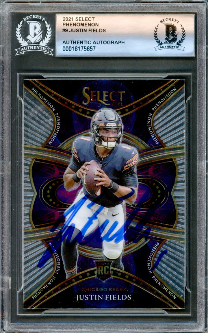 Justin Fields Signed 2021 Select Phenomenon RC #PHE-9 Chicago Bears Beckett