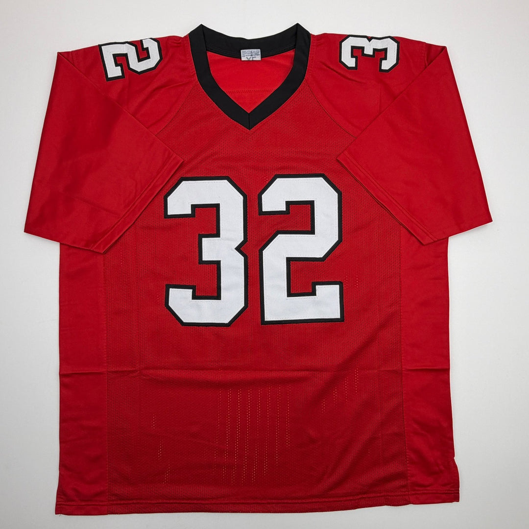 Autographed/Signed Jamal Anderson Atlanta Red Football Jersey Beckett BAS COA