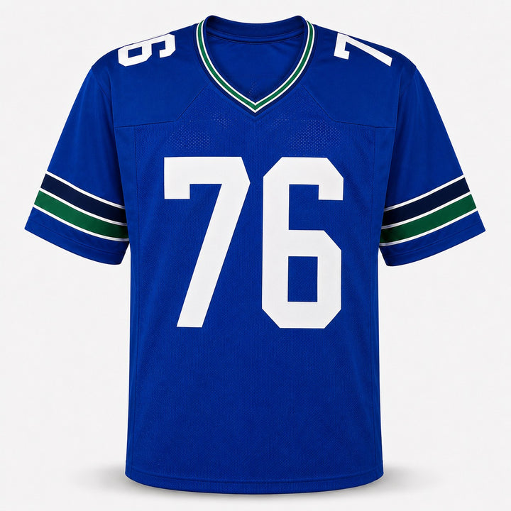 Seattle Seahawks Grey Zabel Signed Blue Throwback Jersey MCS Holo