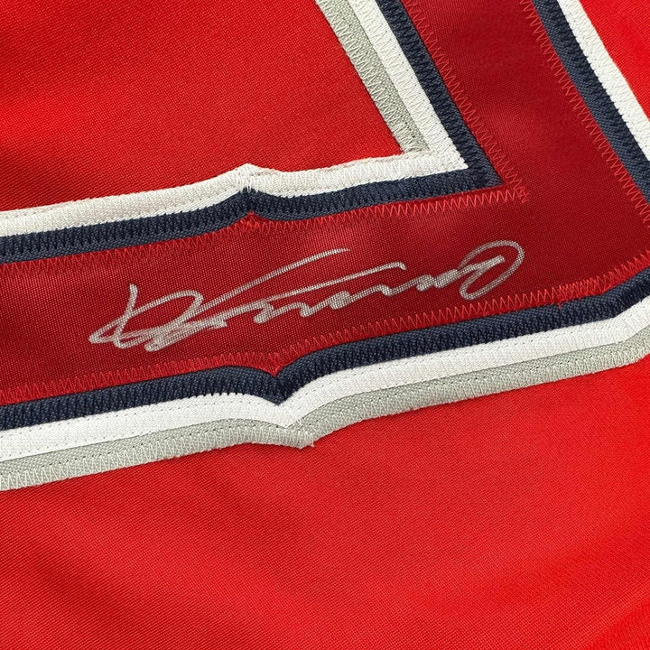 Framed Autographed/Signed Vladimir Vlad Guerrero 33x42 LA Red Jersey COA