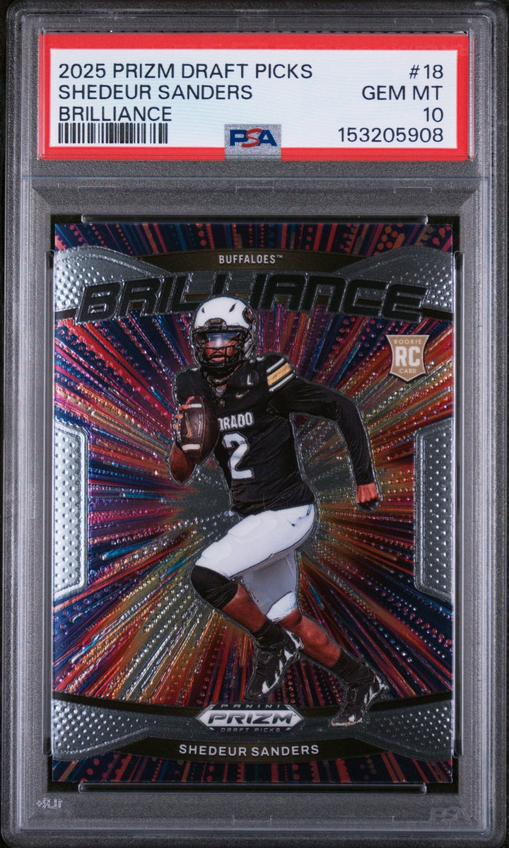 Graded 2025 Prizm DP Shedeur Sanders #18 Brilliance Rookie RC Card PSA 10