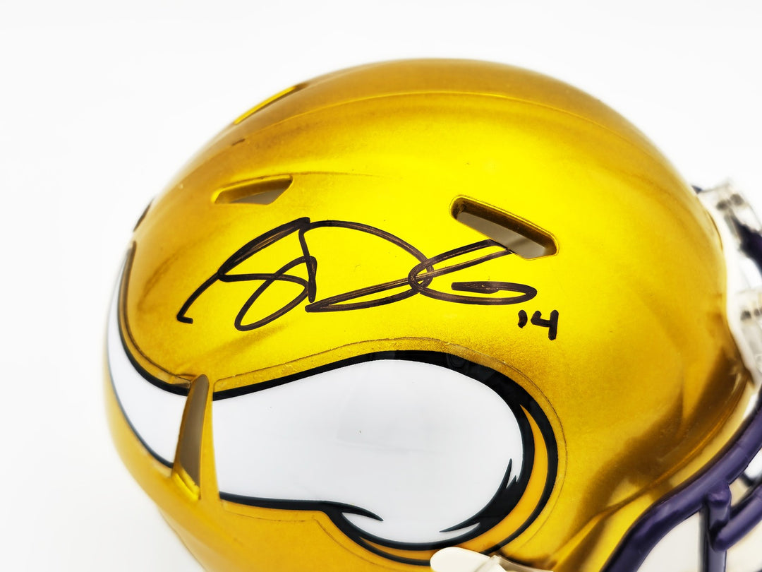 Sam Darnold Signed Minnesota Vikings Flash Yellow Speed Mini Helmet Beckett Wit