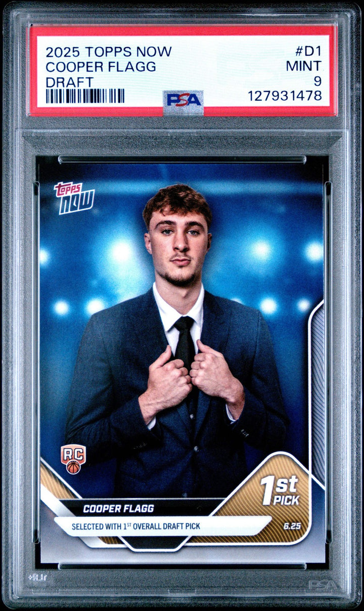 Graded 2025 Topps Now Cooper Flagg #D1 Draft Rookie RC Basketball Card PSA 9