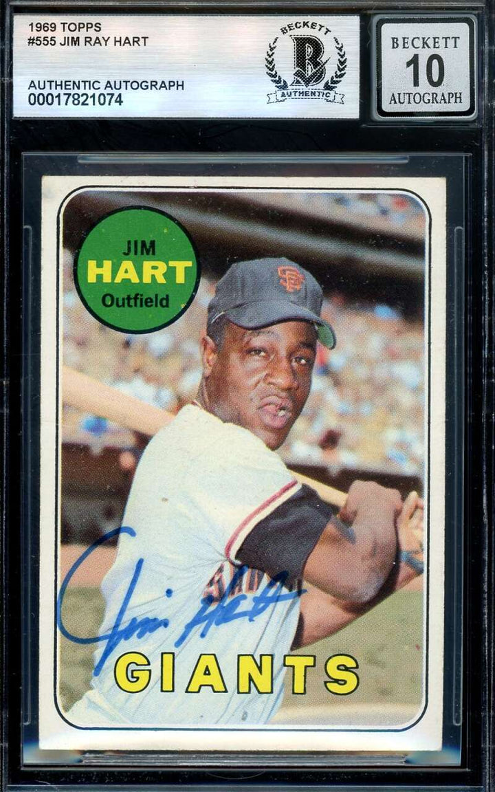 Jim Ray Hart Gem Mint 10 Beckett BAS Signed 1969 Topps Autograph