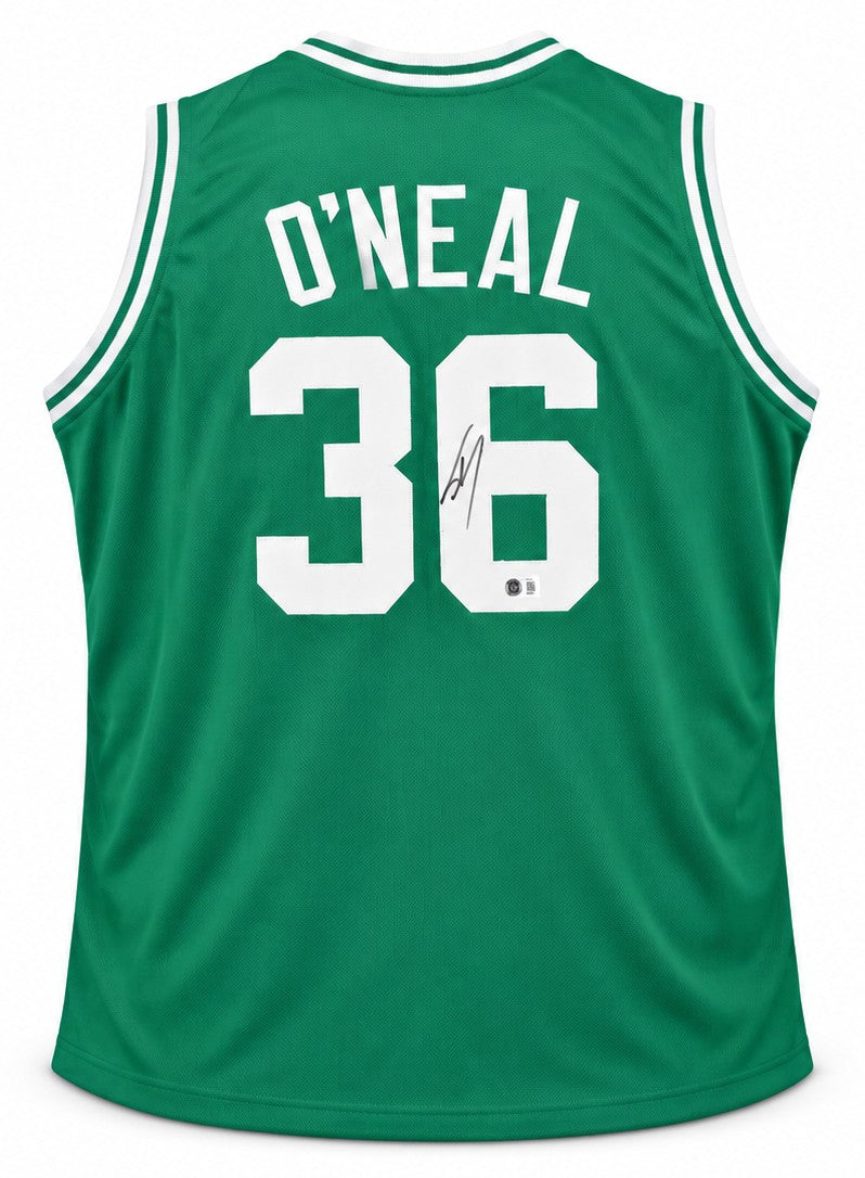Shaquille O'Neal Signed Celtics Green Jersey XL BAS Witness