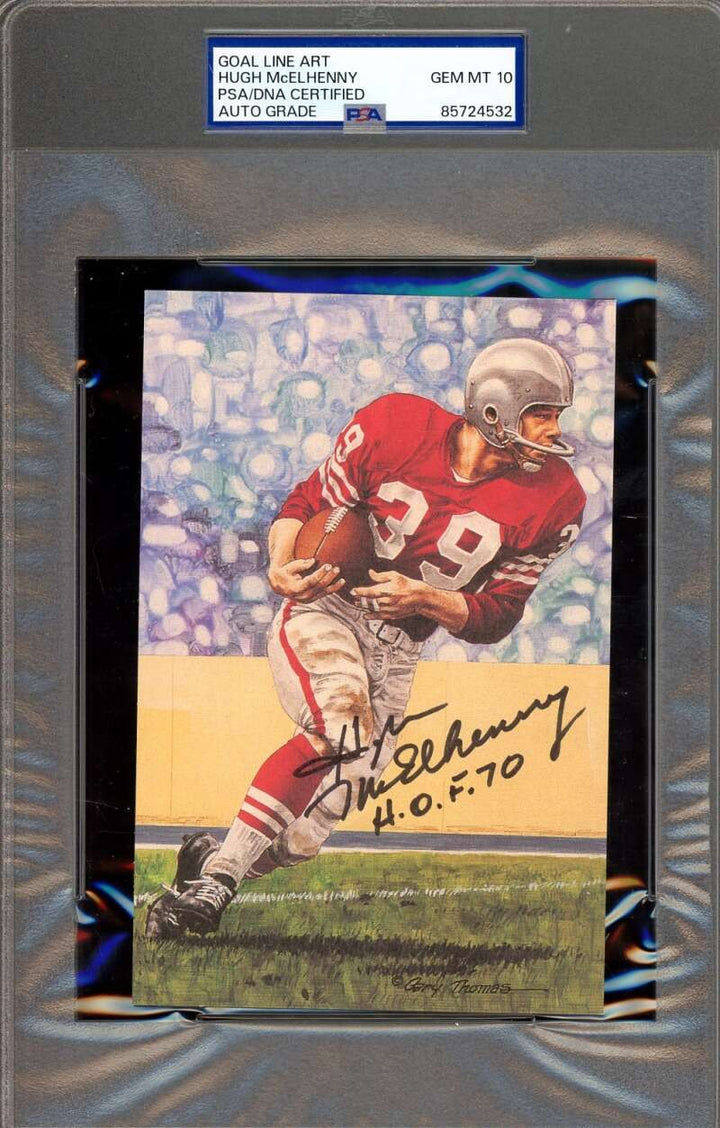 Hugh McElhenny Gem Mint 10 PSA DNA Signed Goal Line Art Card GLAC Auto HOF 70