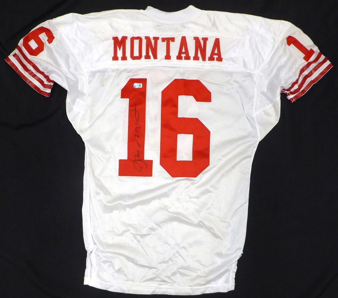 49ers Joe Montana Auto White Wilson Authentic Game Model Jersey Beckett #BP55356