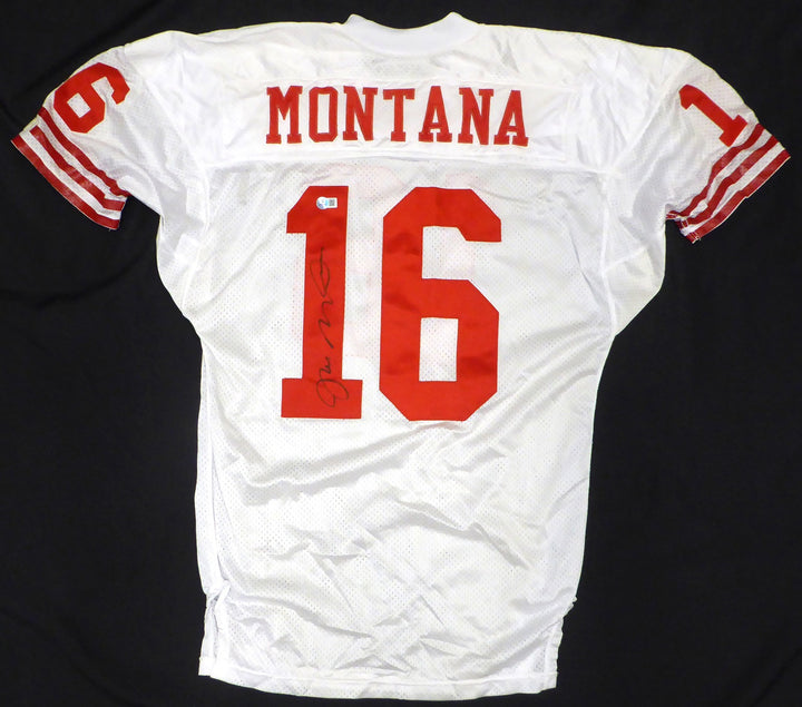 49ers Joe Montana Auto White Wilson Authentic Game Model Jersey Beckett #BP55356