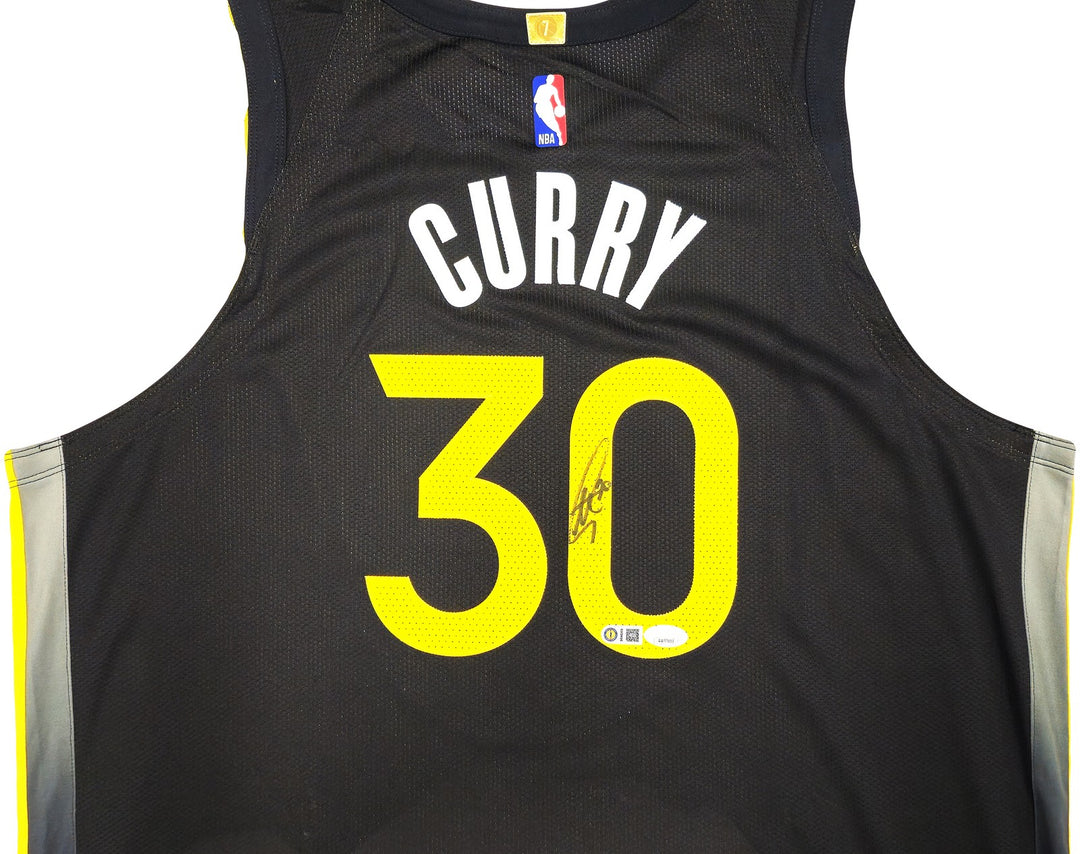 Warriors Stephen Curry Signed Black Nike City Edition Jersey Size 52+2 JSA