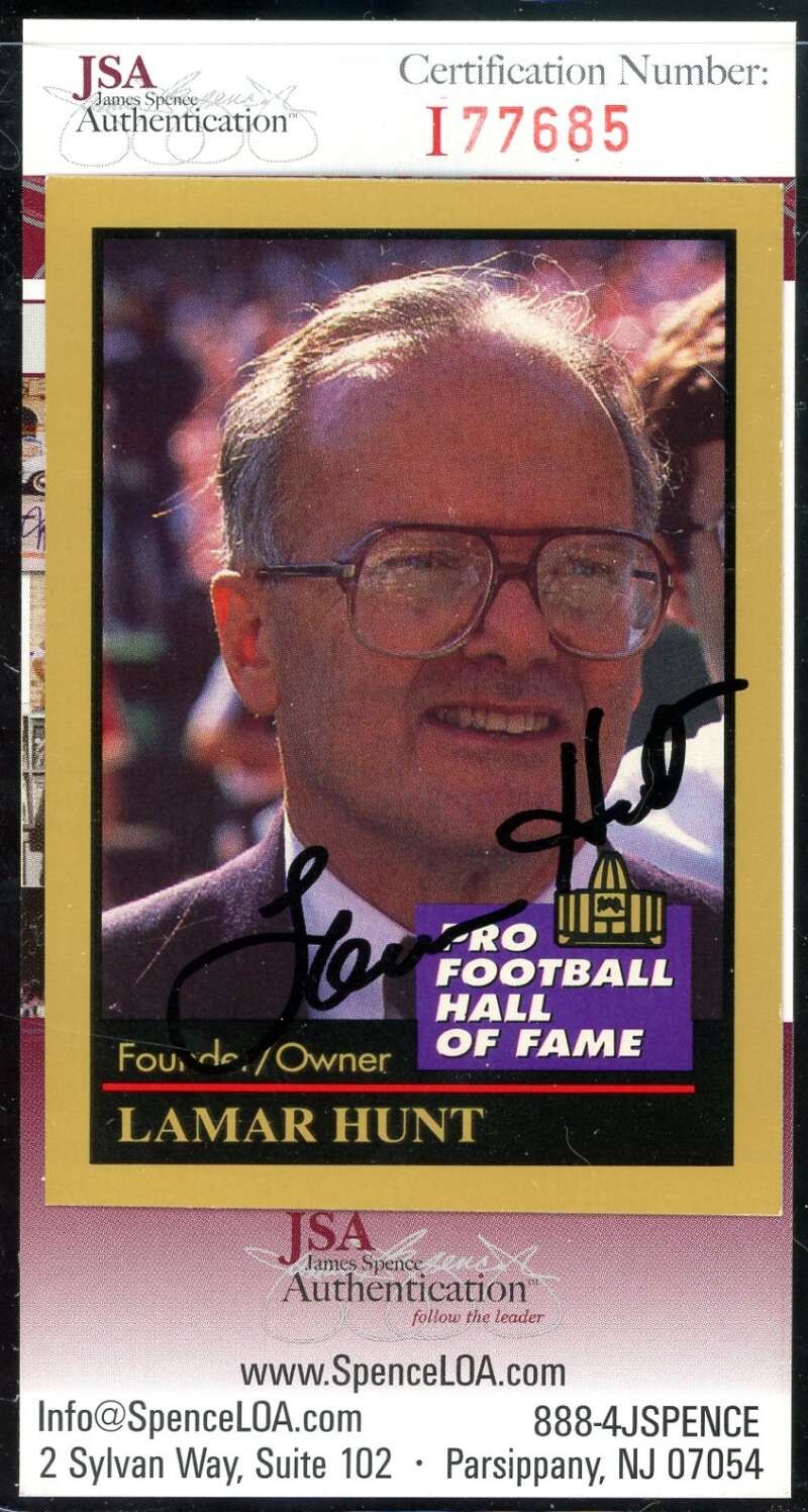 Lamar Hunt JSA Coa Signed 1991 Enor Hall of Fame Autograph