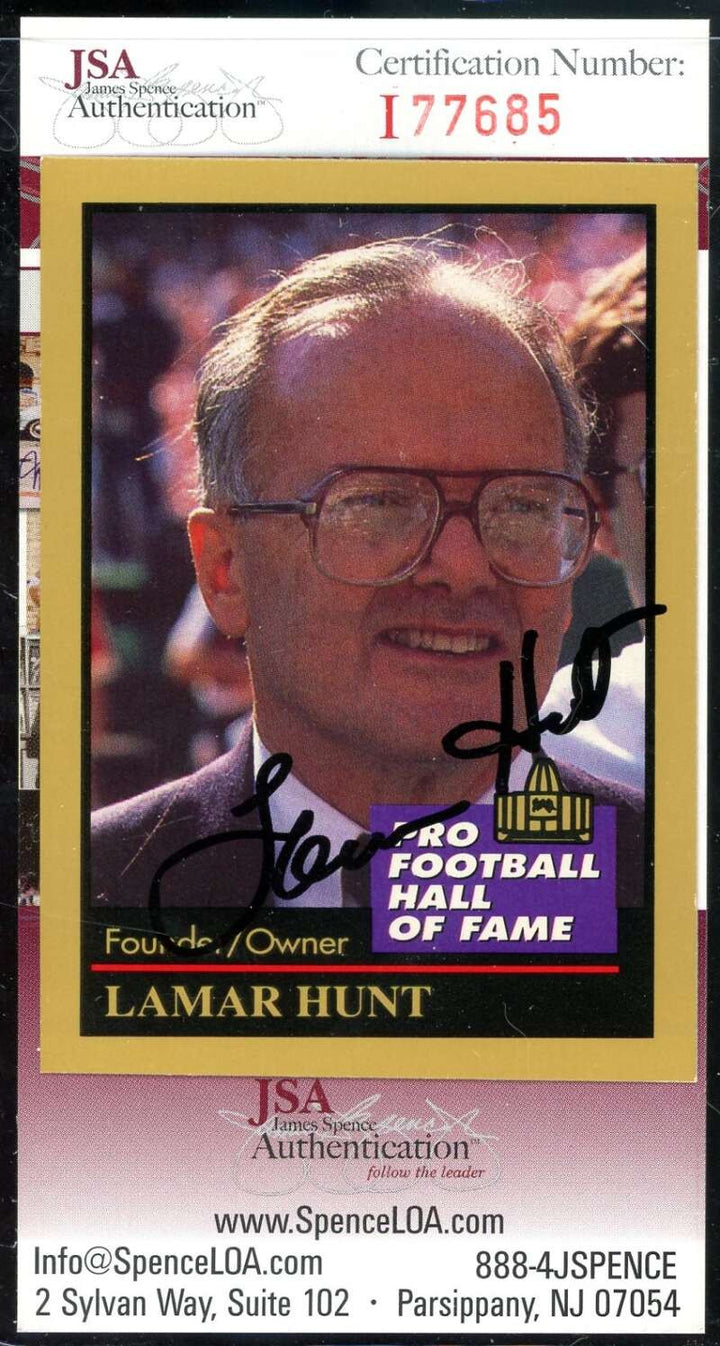 Lamar Hunt JSA Coa Signed 1991 Enor Hall of Fame Autograph