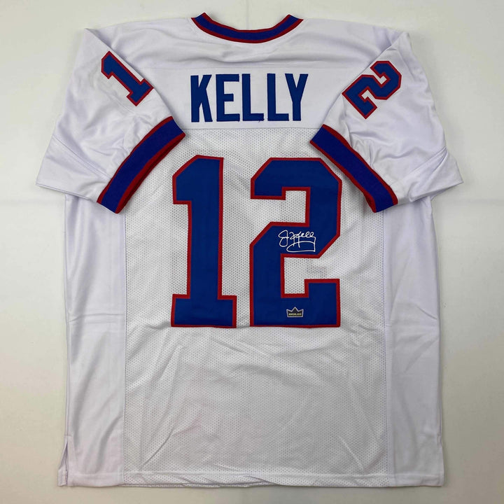 Facsimile Autographed Jim Kelly Buffalo White Reprint Jersey Size Men's XL