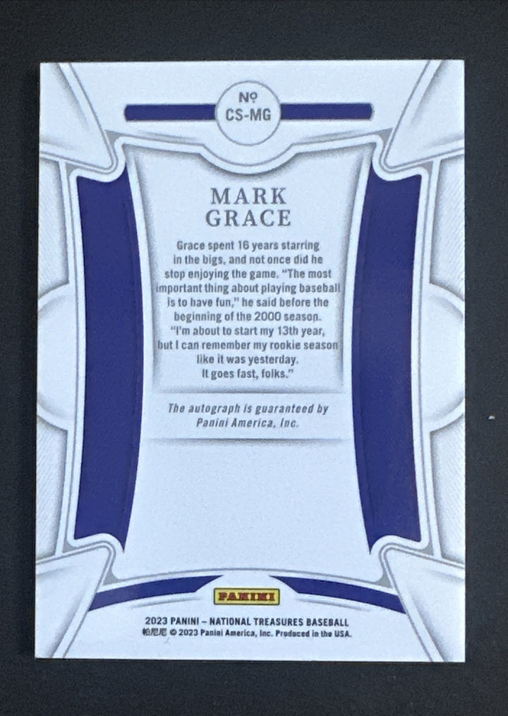 2023 PANINI NATIONAL TREASURES MARK GRACE CENTURY SIGNATURES Mint Auto 10/10