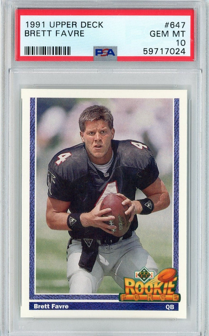 Graded 1991 Upper Deck Brett Favre #647 Rookie RC Card PSA 10 Gem Mint